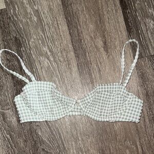 Abercrombie & Fitch Gingham Bra in Green and White
